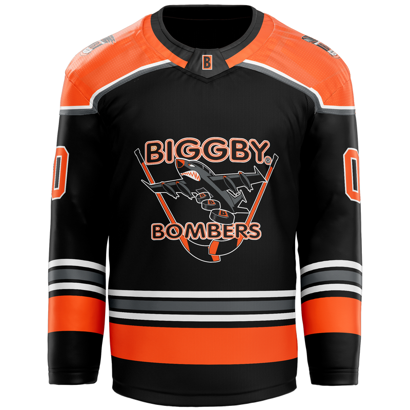 Biggby Coffee Hockey Club Tier 2 Bombers Youth Goalie Sublimated Jersey